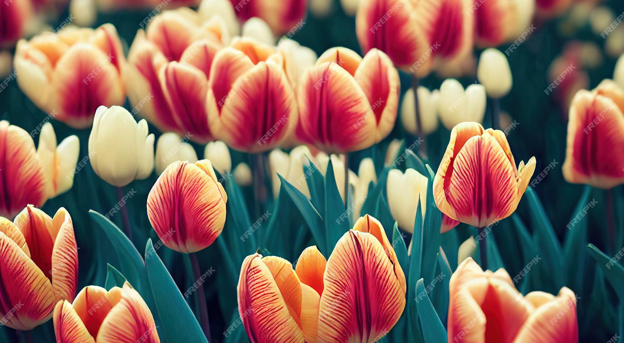 Flor de tulipa vermelha amarela natural crescendo no campo e na floresta |  Foto Premium