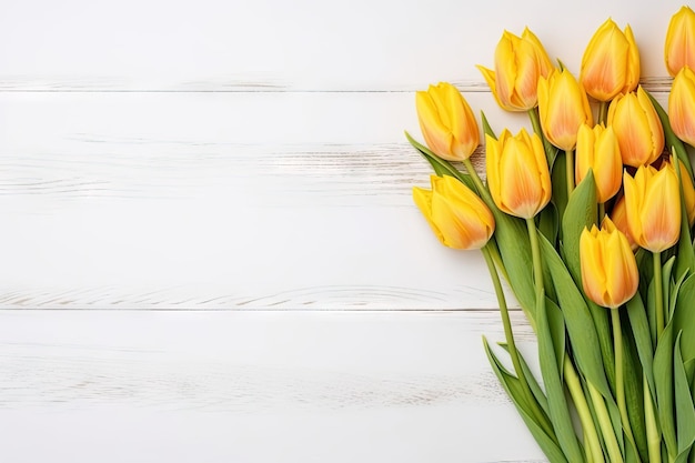 Flor de tulipas com espaço de cópia em fundo de madeira vintage