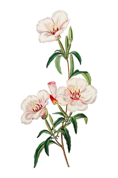 Flor de verão godetia branca png ilustração vintage