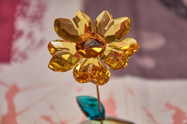 Flor decorativa de cristal amarelo Swarovski