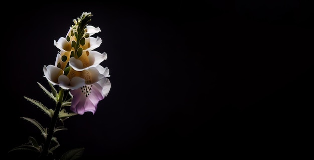 flor dedalera en fondo negro