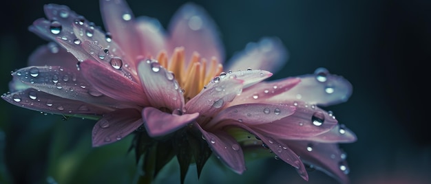 Flor delicada com pingos de chuva Generative AI