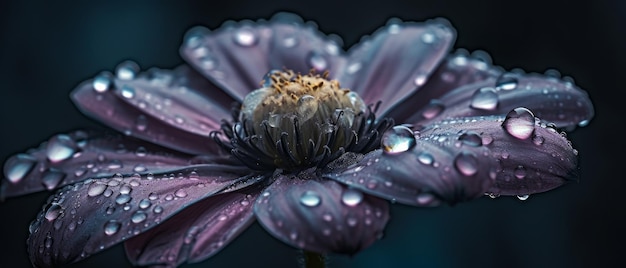 Flor delicada com pingos de chuva Generative AI