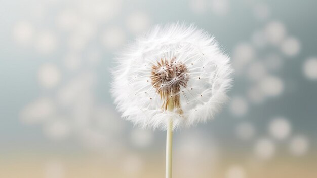 una flor de diente de león blanca