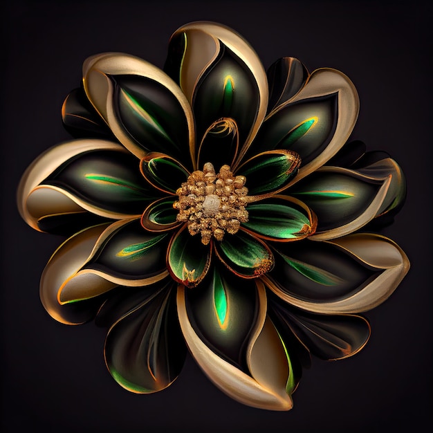 Flor con diseño dorado y verde Generar Ai