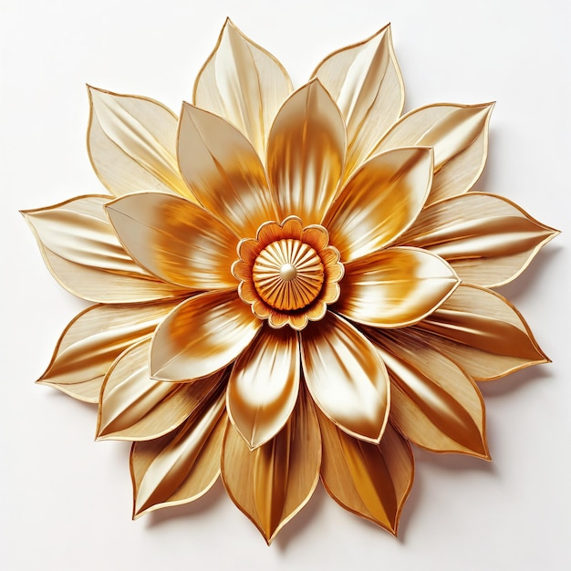 Flor dorada en 3D con acabado metálico