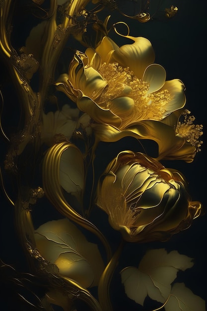flor dorada fondo negro fondo de pantalla
