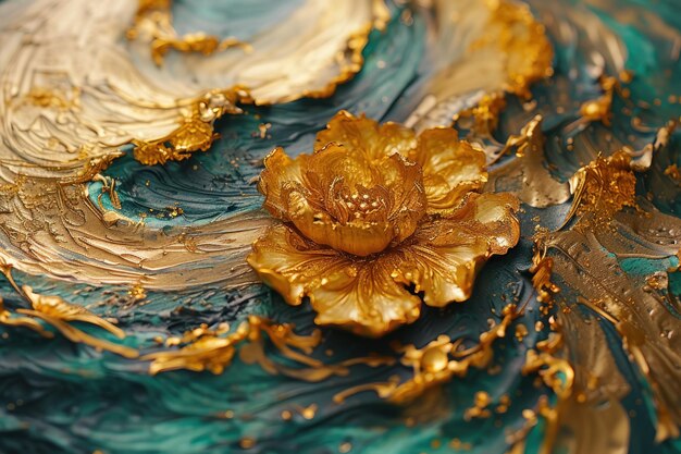 Flor dourada em close em fundo azul