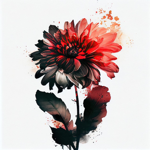 Flor em aquarela de dupla exposição abstrata Ilustração digital AI