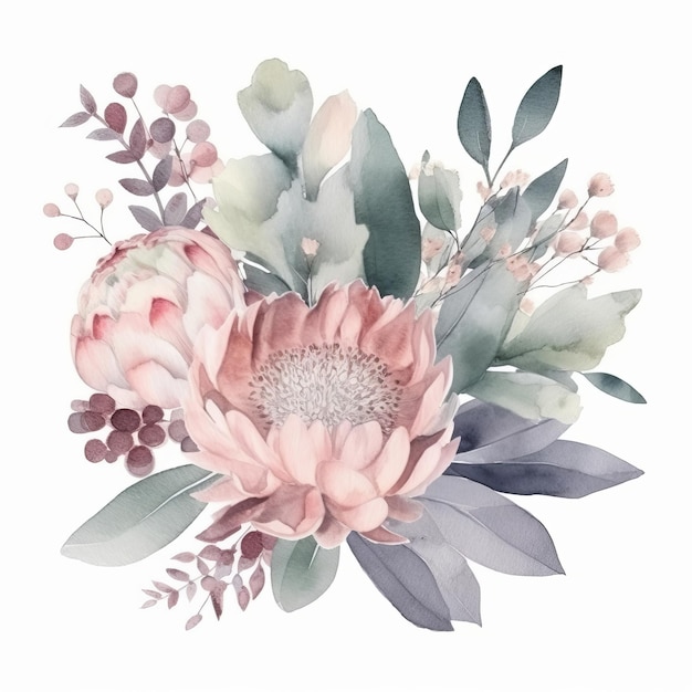 Flor em aquarela isolada Ilustração AI GenerativexA