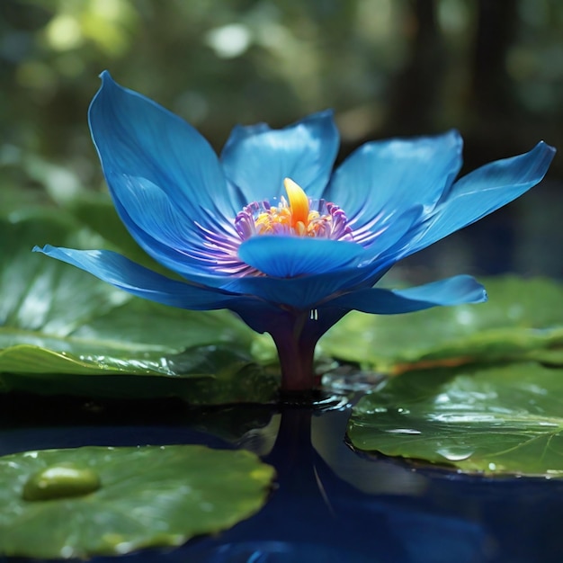 La flor es azul.