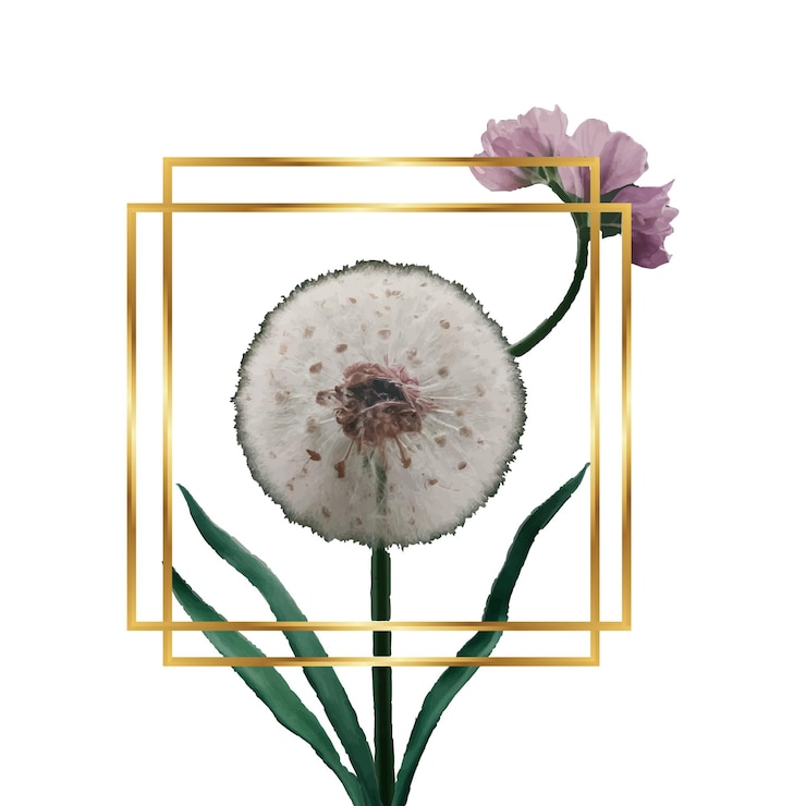una flor está en un marco con una flor púrpura en el centro