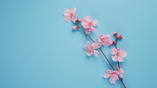 La flor está plana sobre un fondo azul 4 IA generativa