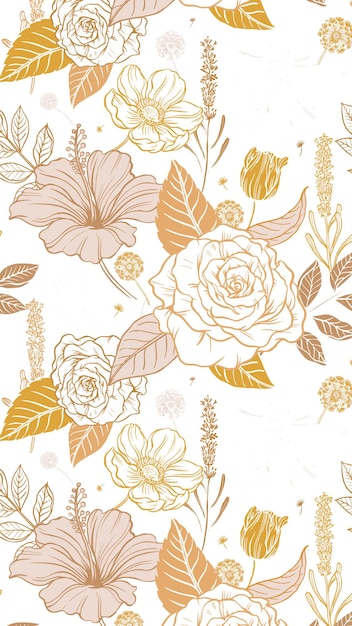 Flor estética png fondo transparente patrón vintage ilustración botánica