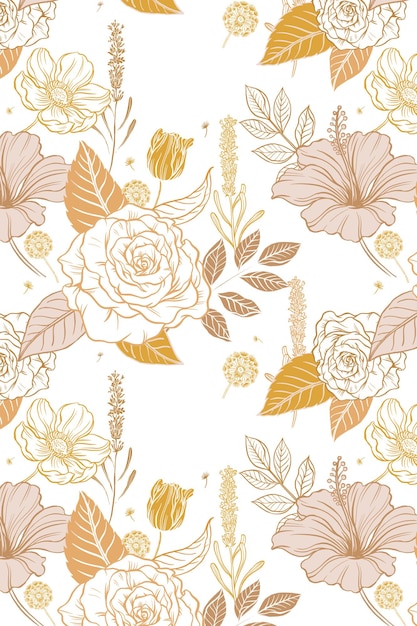 Flor estética png fondo transparente patrón vintage ilustración botánica