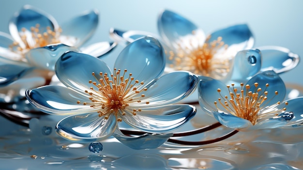 Flor feita de água em um ambiente brilhante