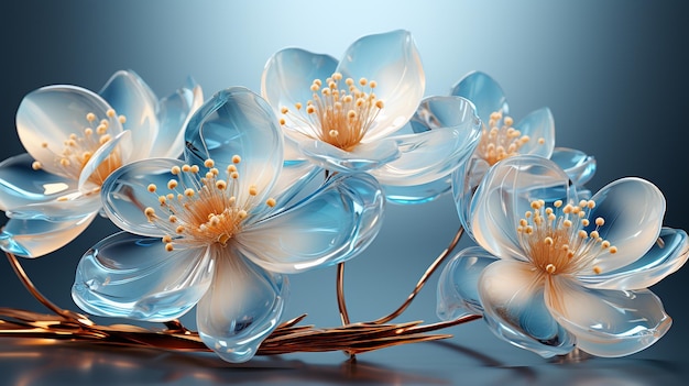 Flor feita de água em um ambiente brilhante