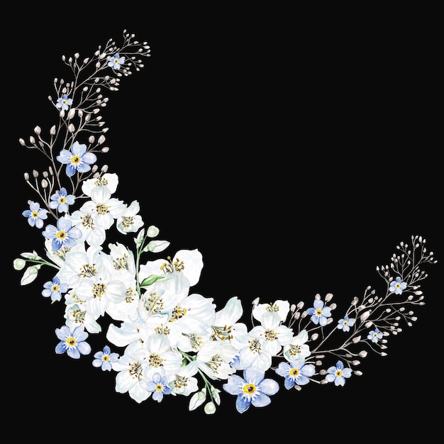 Foto flor flor de cerezo y hojas corona de boda floral