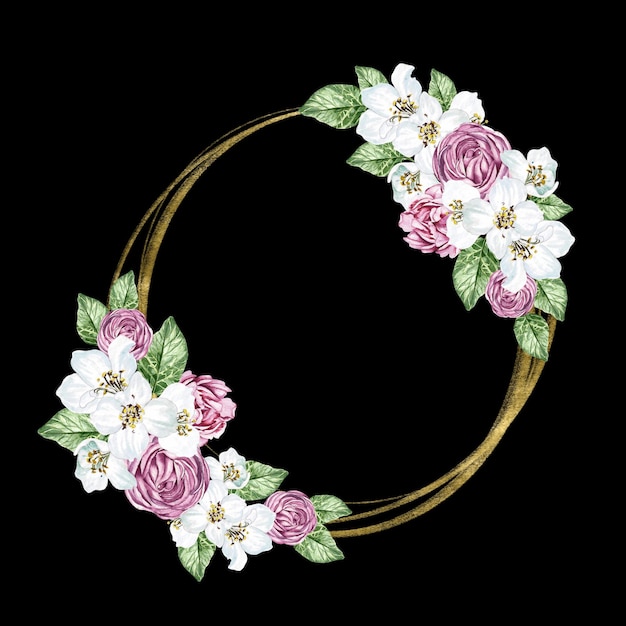 Flor flor de cerezo y rosas hojas verdes Guirnalda de boda floral