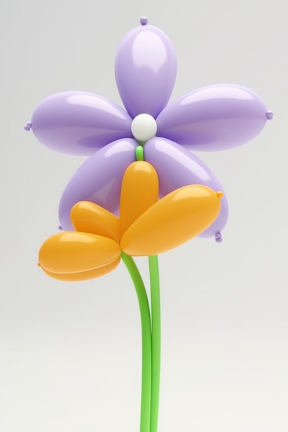 Una flor con una flor morada y un globo morado en la parte superior.