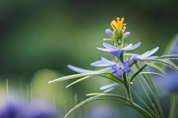 una flor con flores amarillas en el fondo