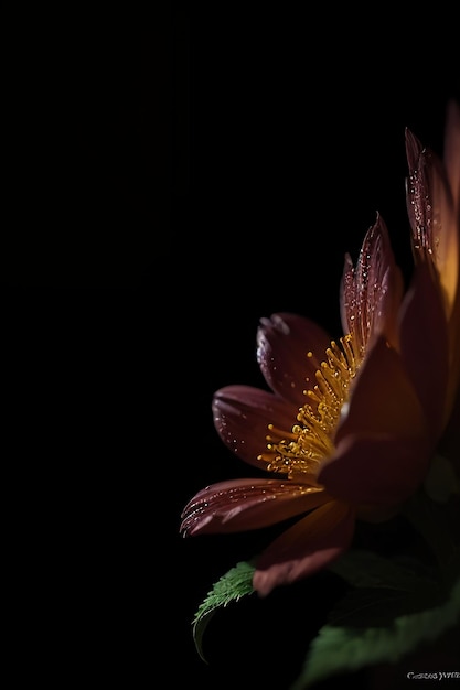 Una flor con un fondo oscuro.