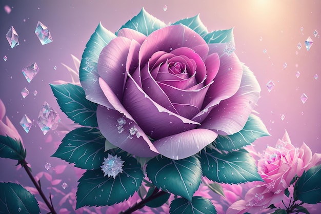 Una flor con un fondo rosa y morado.