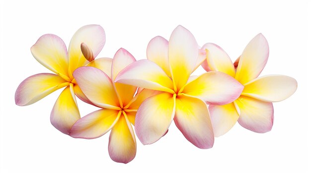 Flor de frangipani aislada sobre un fondo blanco