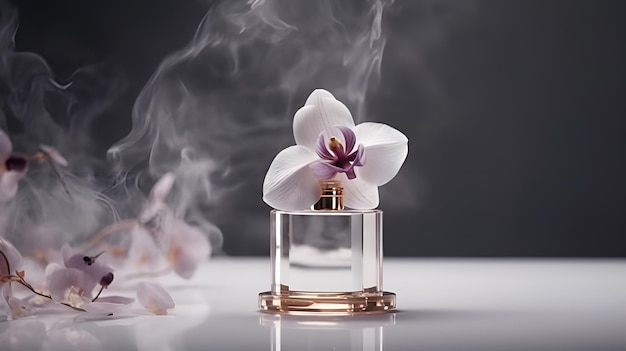 Una flor en un frasco de perfume