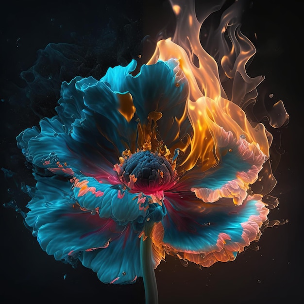 Una flor con fuego