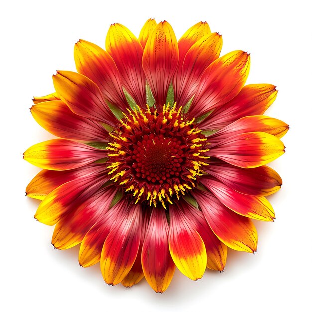 Foto la flor de gaillardia con color rojo ardiente y bicolor el clipart de la flor aislado en blanco bg natural