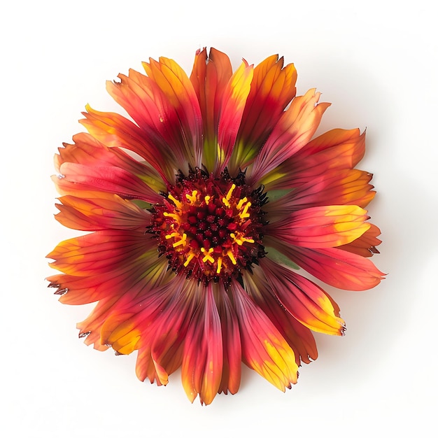 Foto la flor de gaillardia con color rojo ardiente y cálido las flores clipart aisladas en blanco bg natural