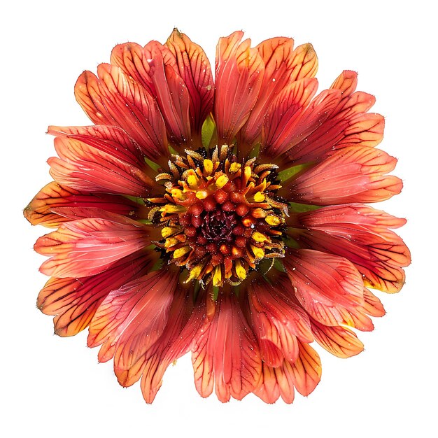 La flor de Gaillardia con color rojo ardiente y cálido las flores Clipart aisladas en blanco BG Natural