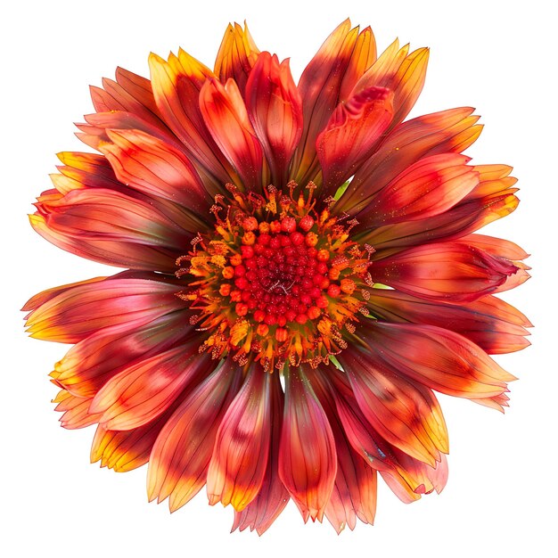 Foto la flor de gaillardia con color rojo ardiente y cálido las flores clipart aisladas en blanco bg natural