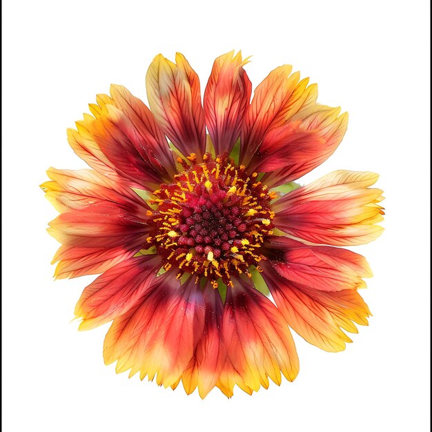 La flor de Gaillardia con vibrantes tonos rojos y amarillos el Flowe Clipart aislado en blanco BG Natural