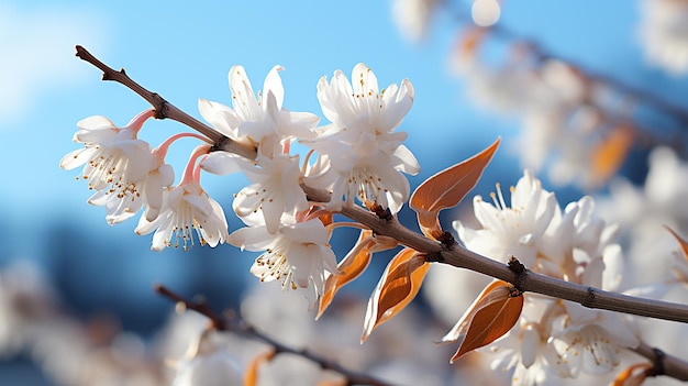 flor de gato blanco y cielo cian