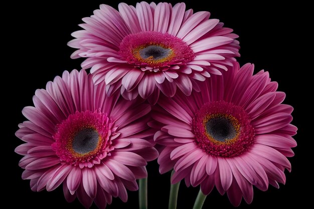 Flor de gerbera después de la lluvia con un fondo negro