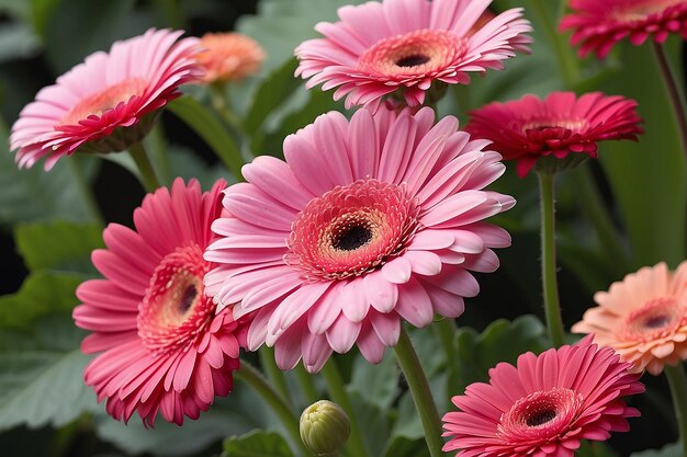 La flor de gerbera rosada en un jardín