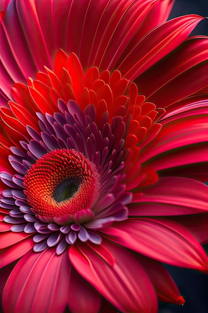 Flor gerbera vermelha brilhante de perto