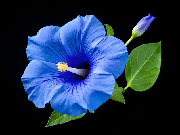 La flor de la gloria de la mañana azul en el fondo del estudio la flor de la gloriosa mañana azul sencilla la flor hermosa