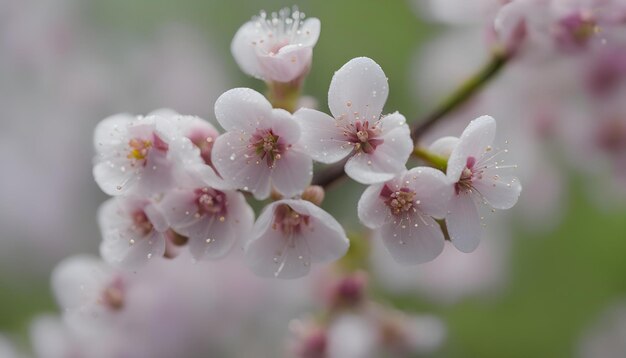 una flor con gotas de agua en ella