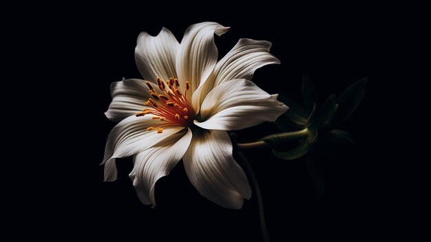 Una flor con gotas de agua en ella