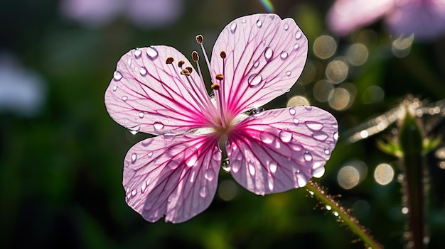 flor con gotas de agua generativo Ai