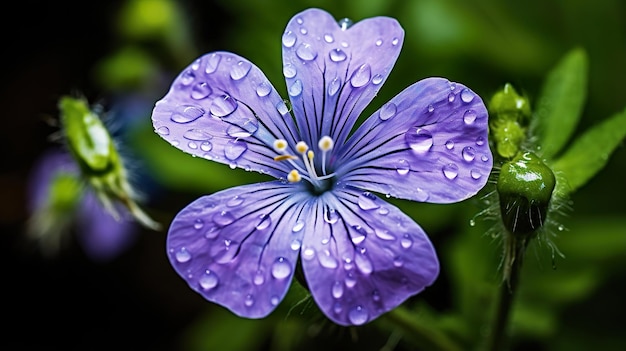 flor con gotas de agua generativo Ai