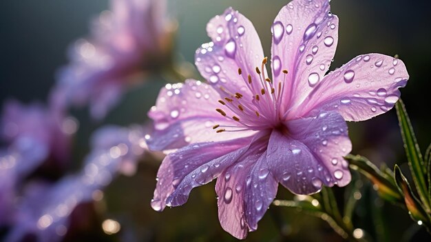 flor con gotas de agua generativo Ai