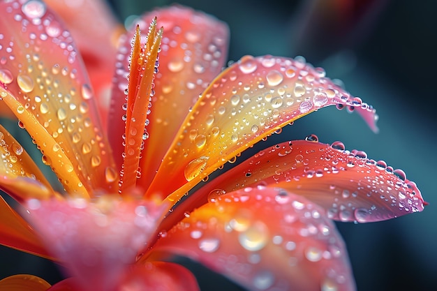 Flor con gotas de rocío en los pétalos