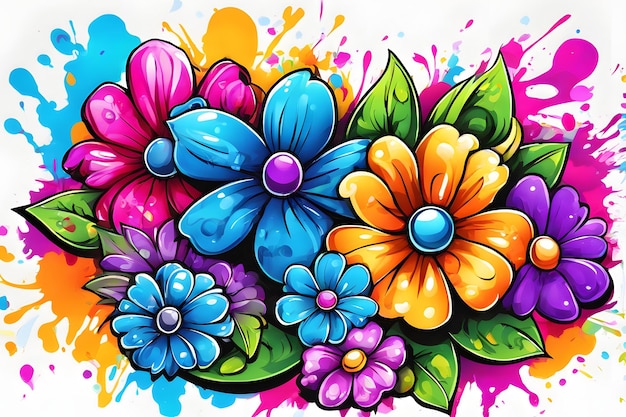 Foto flor graffiti papel de parede graffiti background floral graffiti pattern flor graffiti fundo flor graffiti art floral graffiti paint ai generative