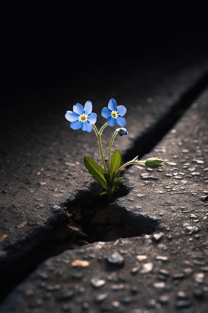 Una flor en la grieta de un camino