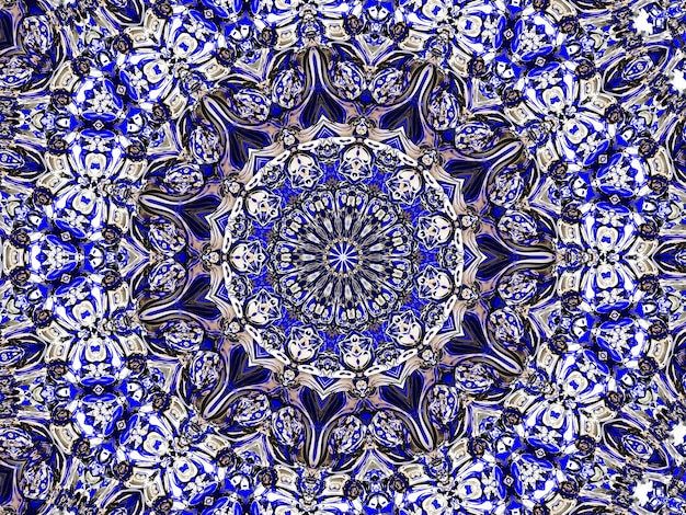 Flor gzhel deco redondo mandala diseño elementos decorativos índigo, línea azul y área blanca para colorear. sombra alrededor de mandala y color de fondo. árabe, islam, indio, ilustración de yoga chino