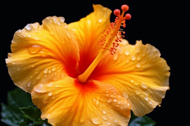 una flor de hibisco florece el brote se abre y florece